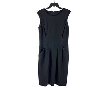 Lafayette 148 New York Black Sleeveless Scoop Neck Dress Size 8 Corporate Chic